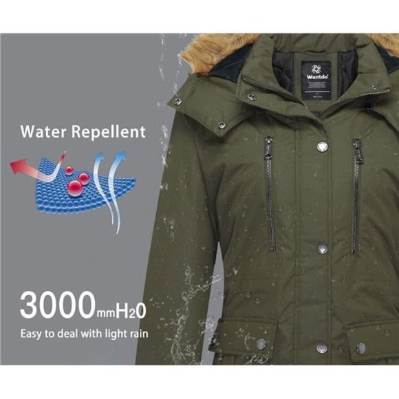 Women's Quilted Winter Coat Warm Puffer Jacket Thicken Parka with Removable Hood - Picture 4 of 6